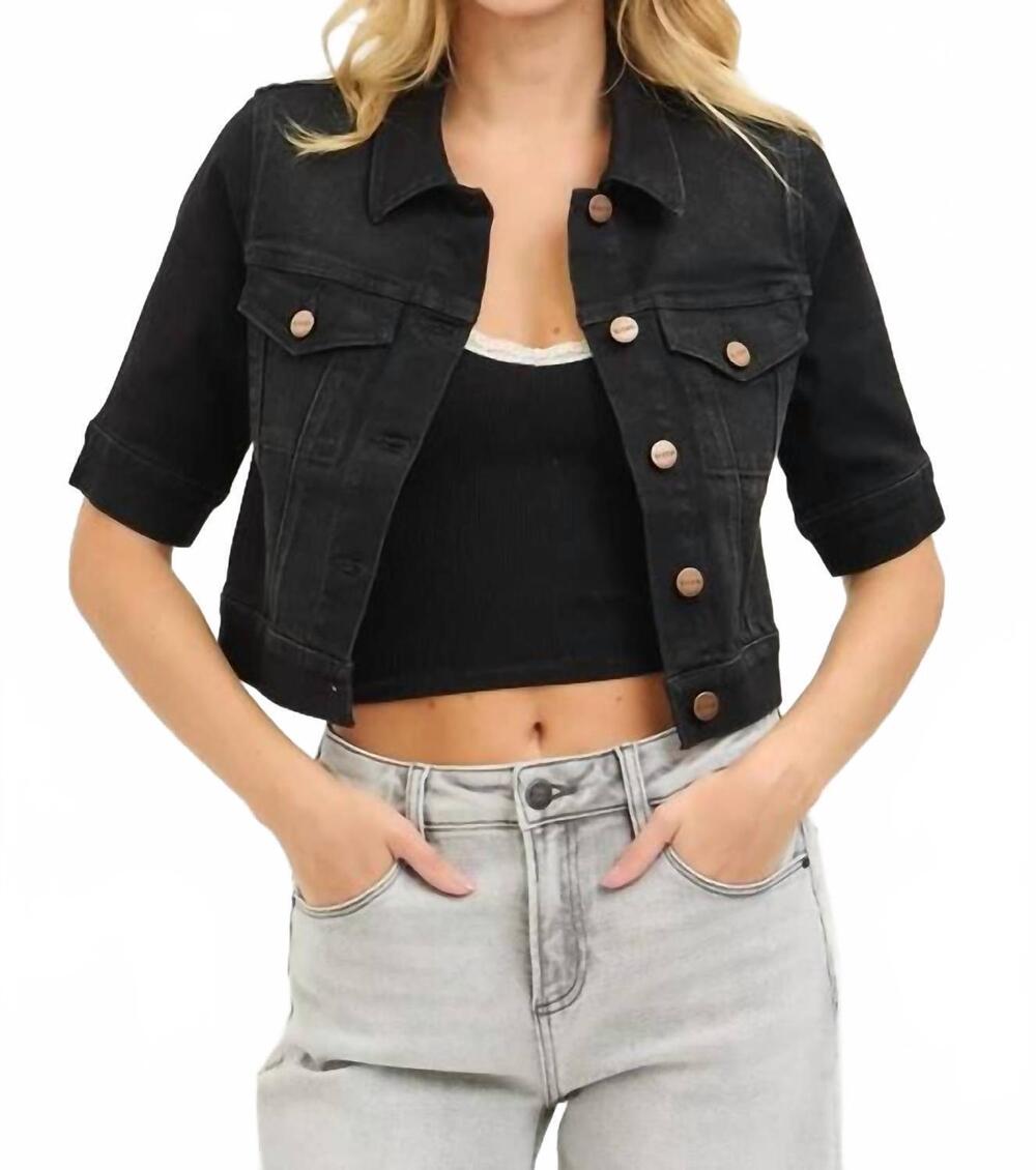 NEW RISEN emmy updated short sleeve denim jacket in black